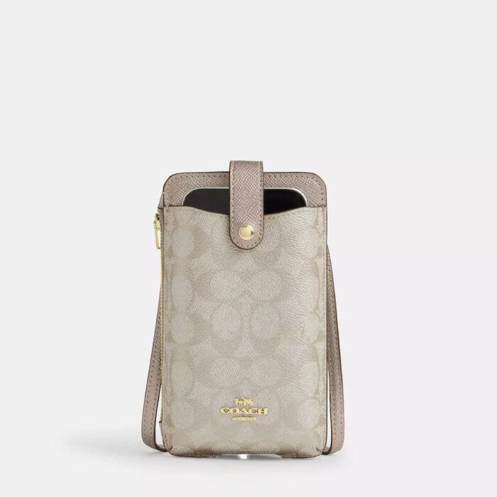 Coach Phone Crossbody Bag in Signature Champagne Multi