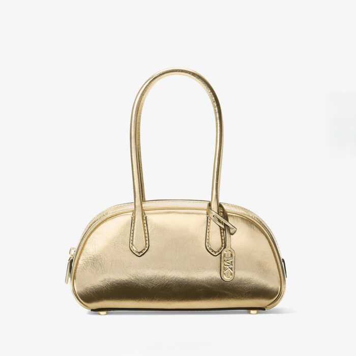 Michael Kors Lulu Small Metallic Leather Satchel in Pale Gold (Retail Collection)