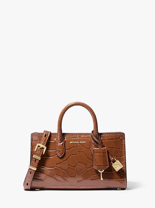 Michael Kors Scarlett XS Crocodile Embossed Crossbody in Chestnut (Retail Collection)