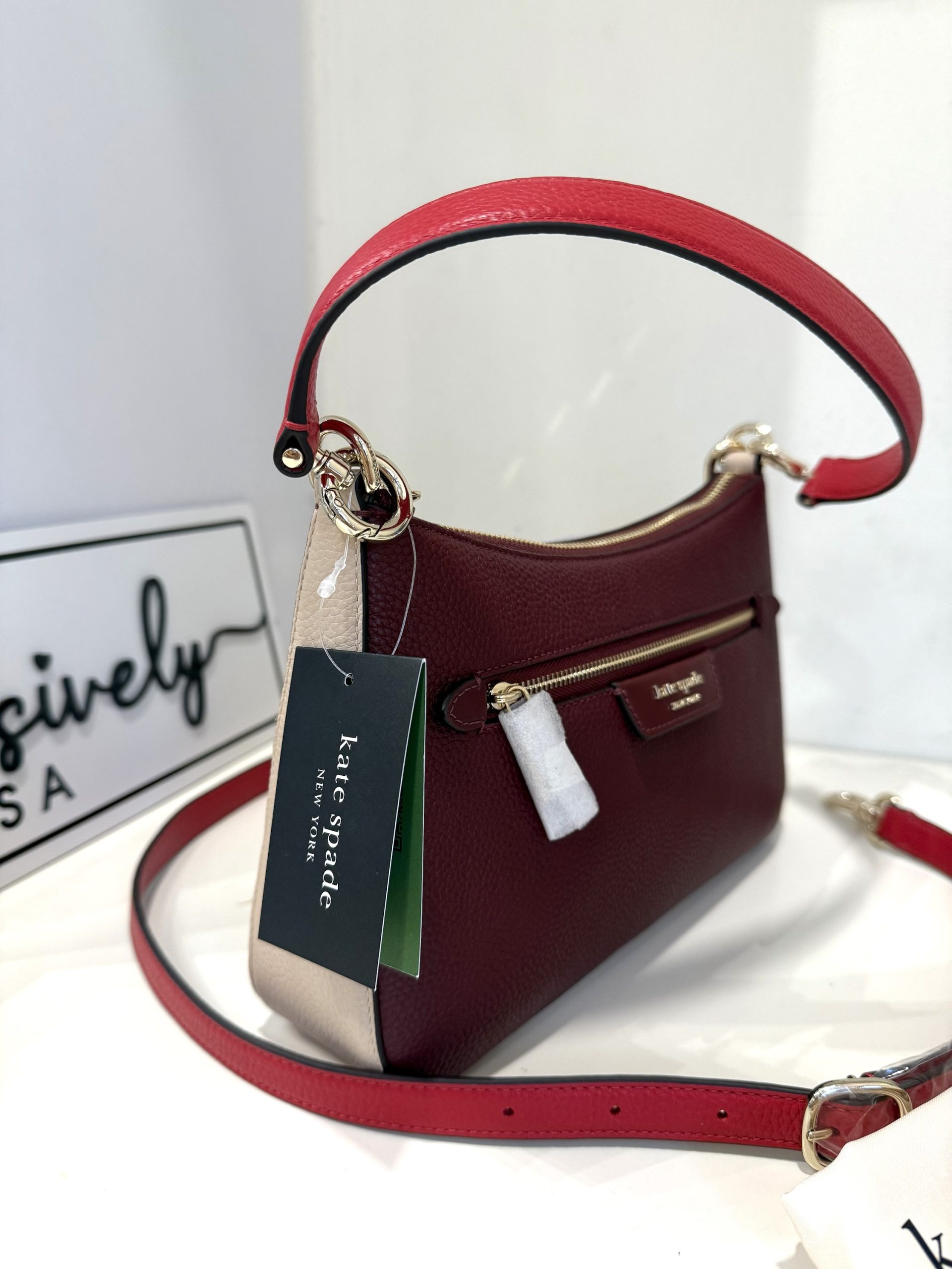 Kate Spade Hudson Convertible Crossbody in Cherry Juice (Retail Collection) - Image 2