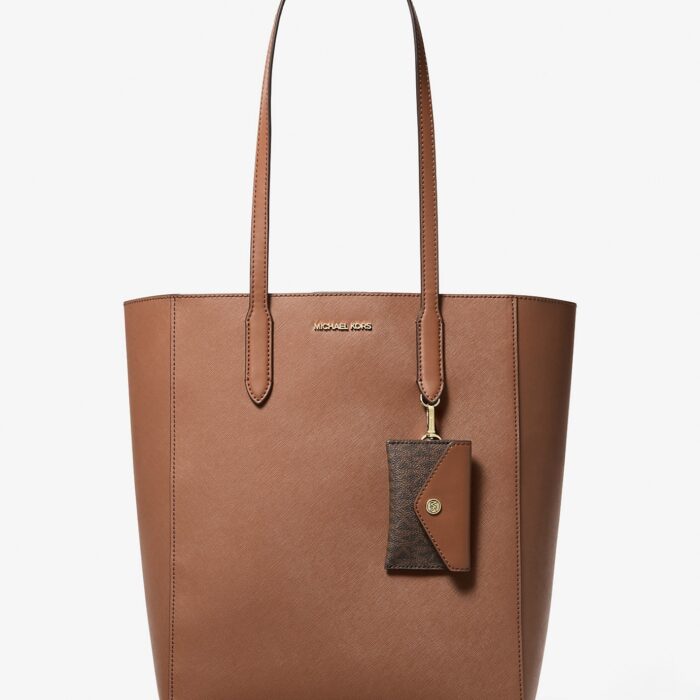 Michael Kors Vincent Large Saffiano Leather Tote Bag With Card Case in Luggage