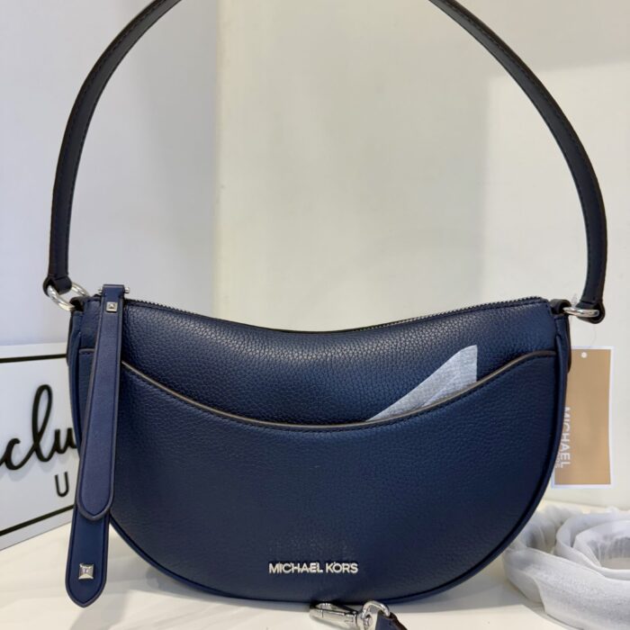 Michael Kors Dover Medium Leather Crossbody Bag in Navy