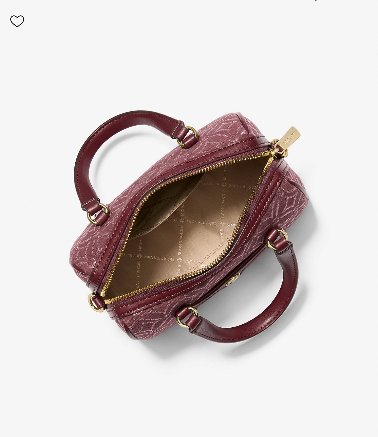 Michael Kors Small Metallic Logo Jacquard Duffle Crossbody Bag in Oxblood - Image 7