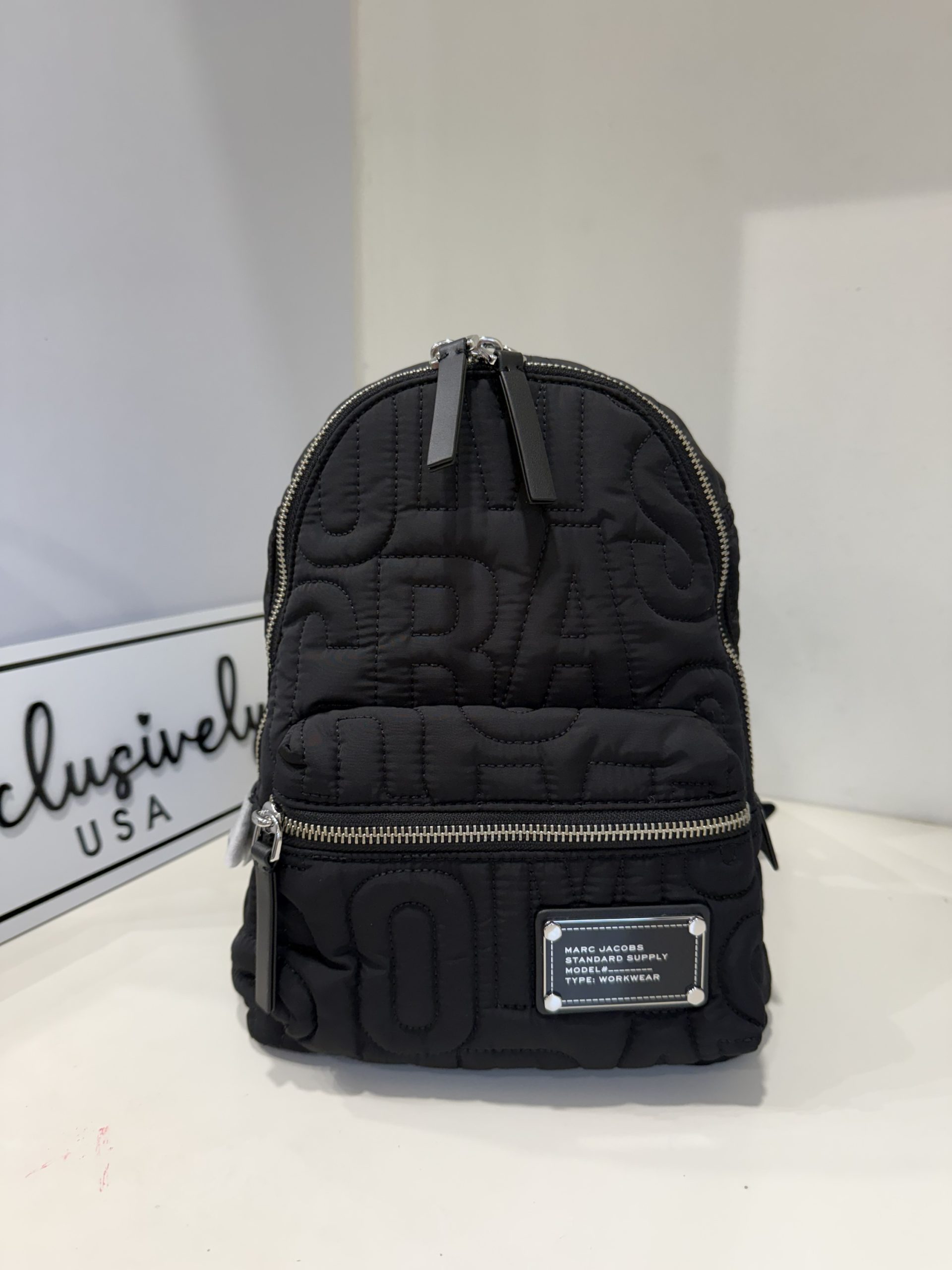 Marc Jacobs Nylon Jumbled Logo Small Backpack in Black