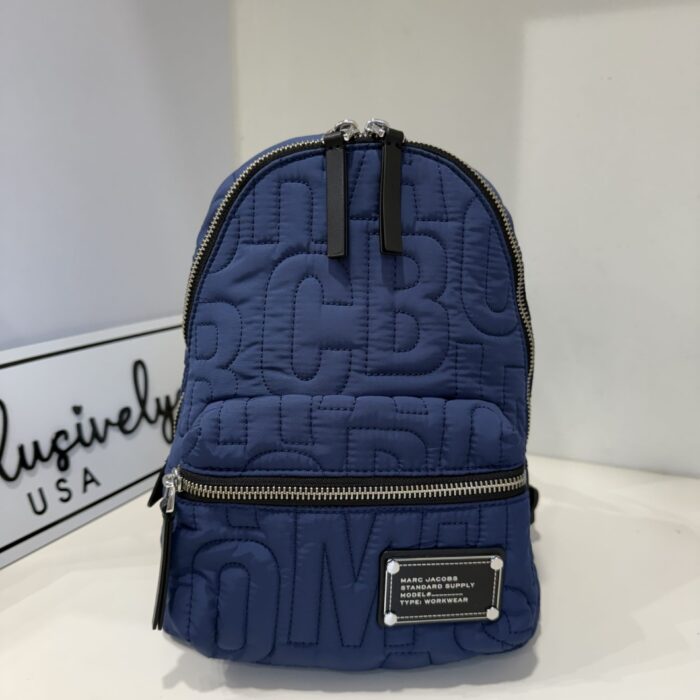 Marc Jacobs Nylon Jumbled Logo Small Backpack in Azure Blue