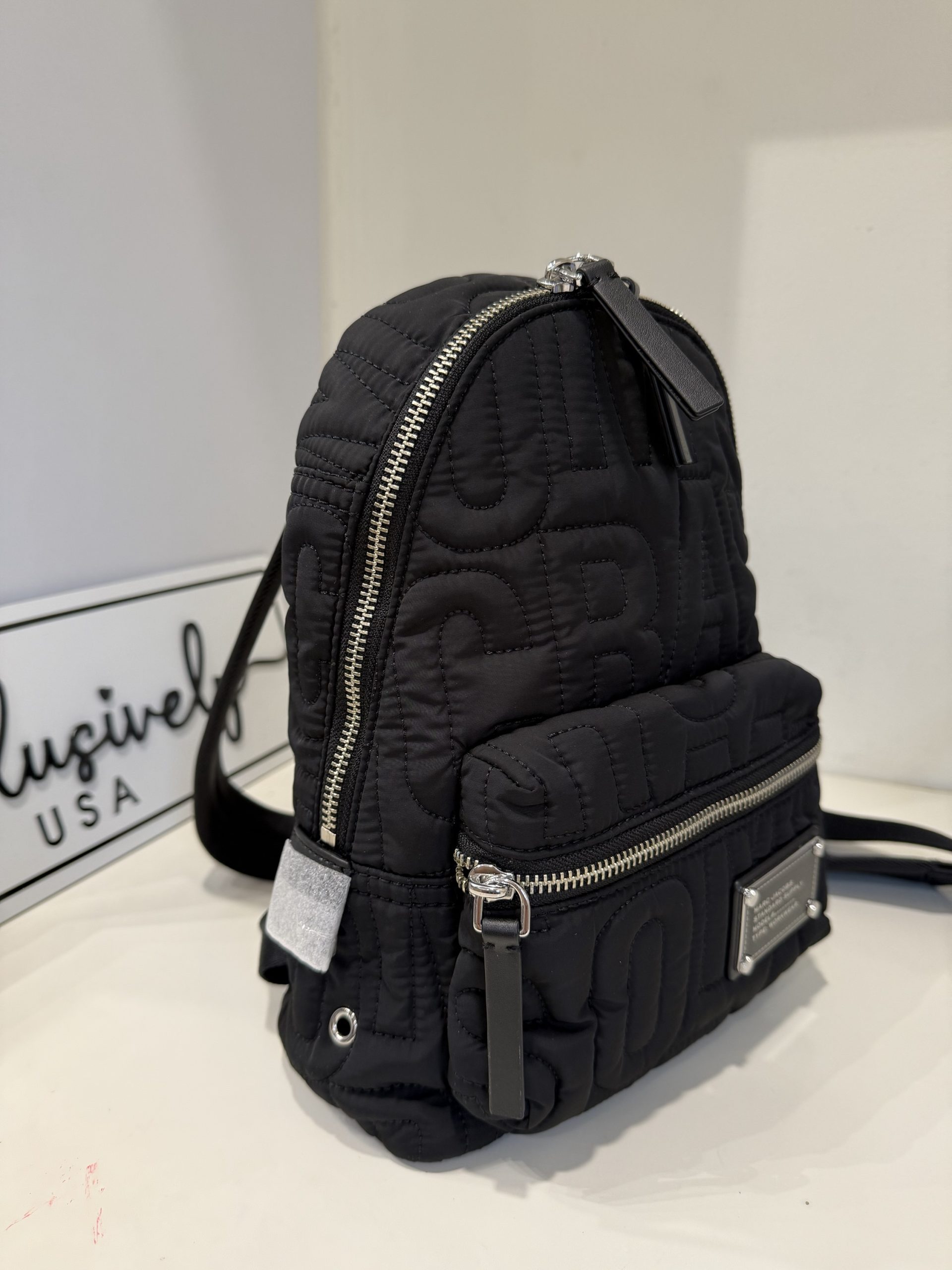 Marc Jacobs Nylon Jumbled Logo Small Backpack in Black