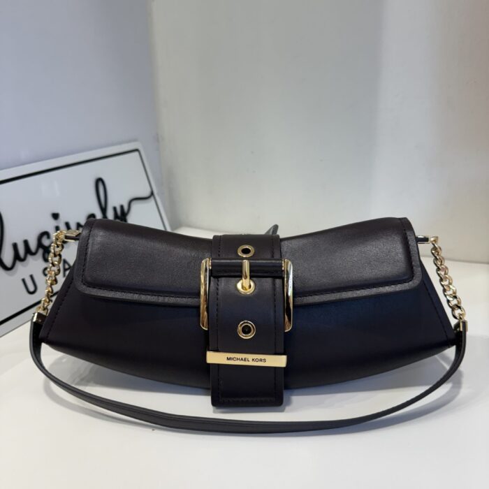 Michael Kors Colby Small Leather Convertible Clutch in Chocolate (Retail Collection)