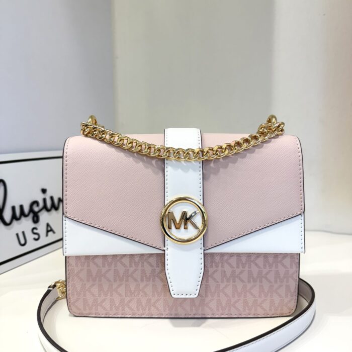 Michael Kors Greenwich Small Flap Crossbody In Signature Powder Blush