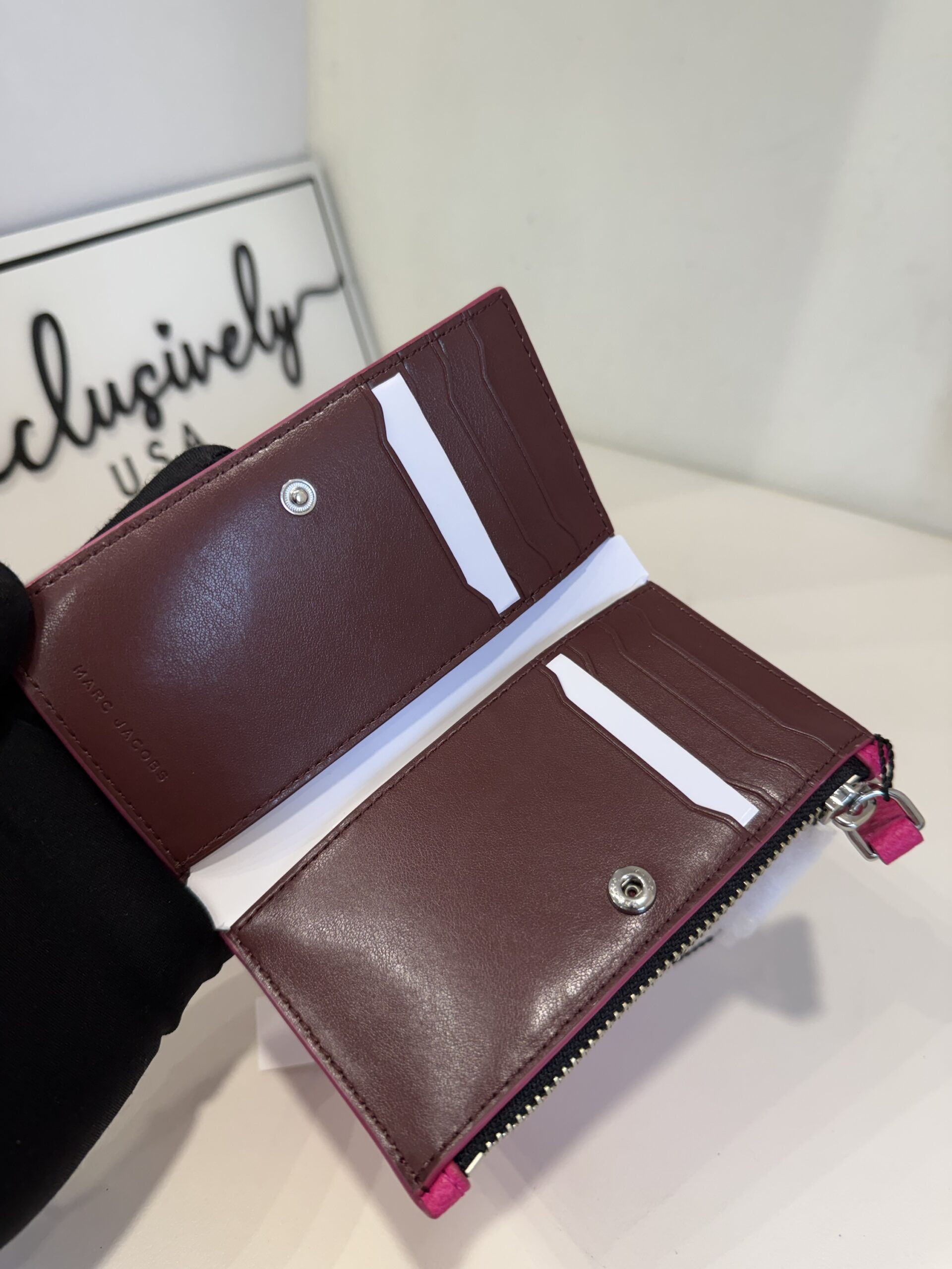 Marc Jacobs Small Slim Bifold Wallet in Hot Pink - Image 3