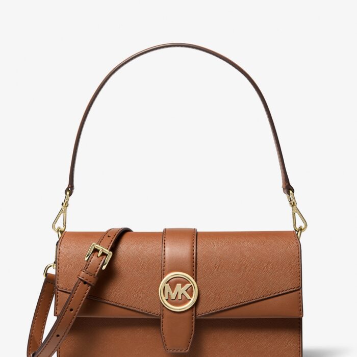 Michael Kors Greenwich Medium Saffiano Leather Shoulder Bag In Luggage
