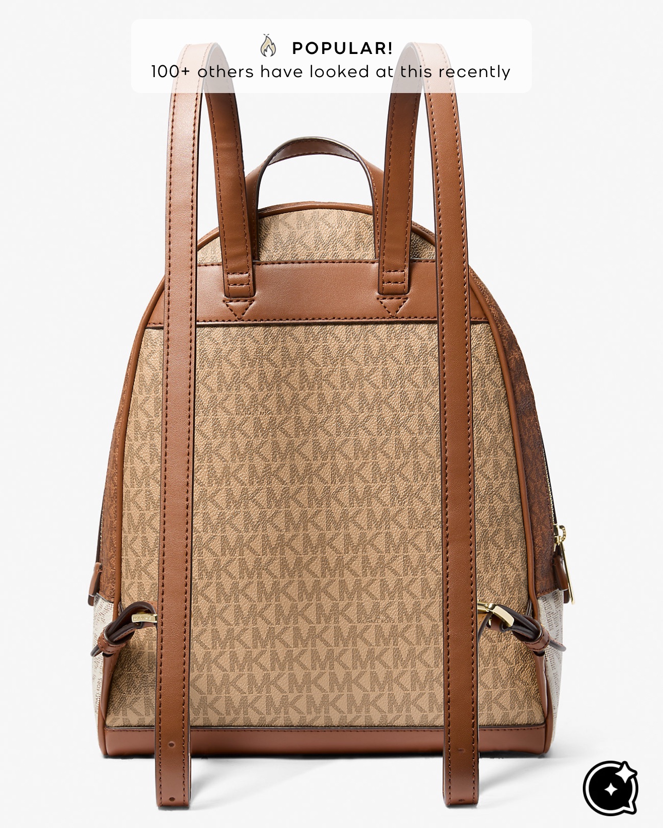 Michael Kors Rhea Medium Backpack in Colorblock Signature Camel Multi - Image 3