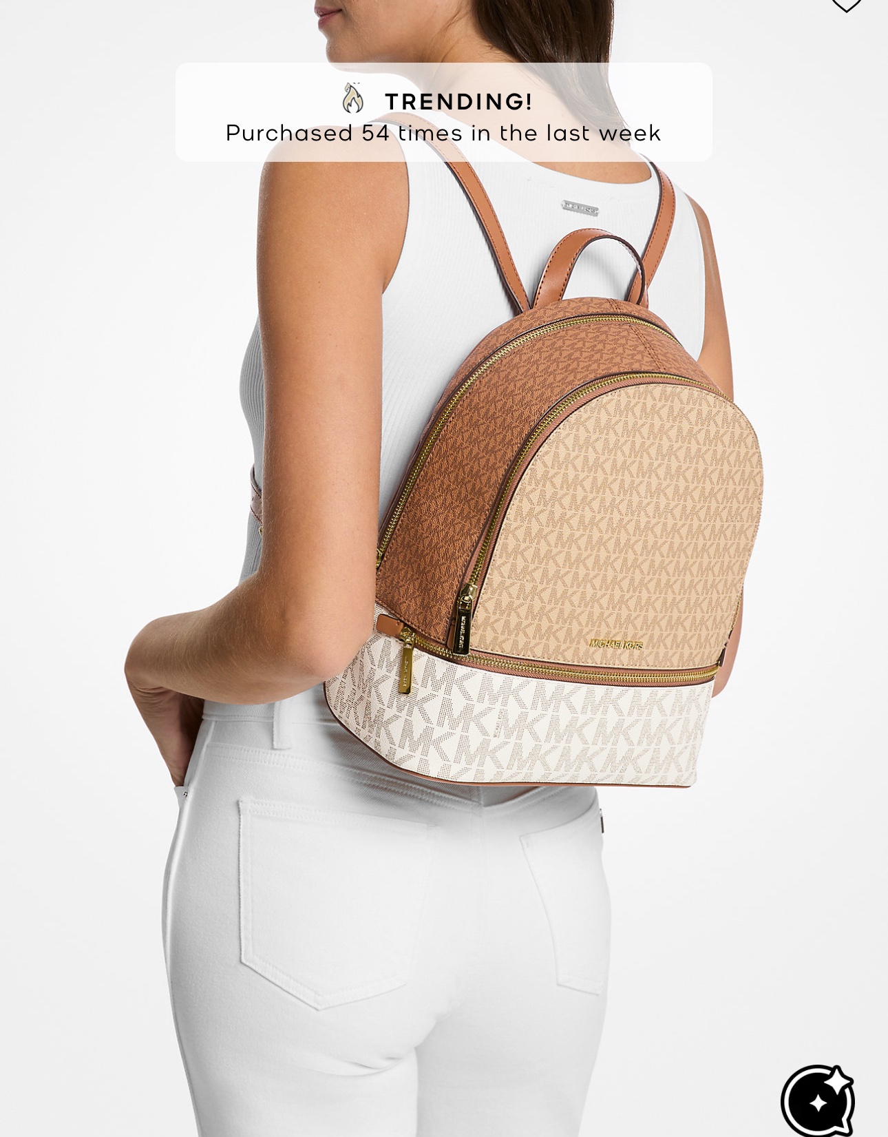 Michael Kors Rhea Medium Backpack in Colorblock Signature Camel Multi - Image 4