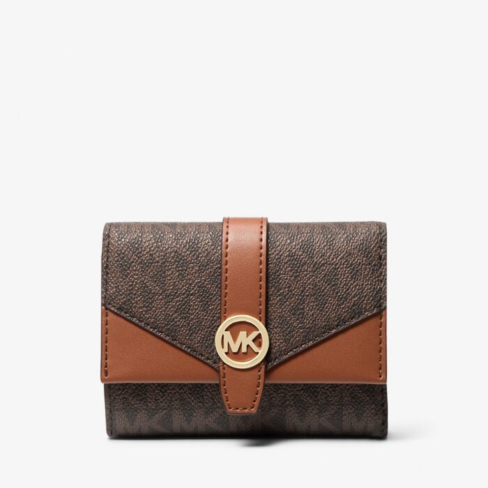 Michael Kors Greenwich Medium Trifold Wallet in Signature Brown