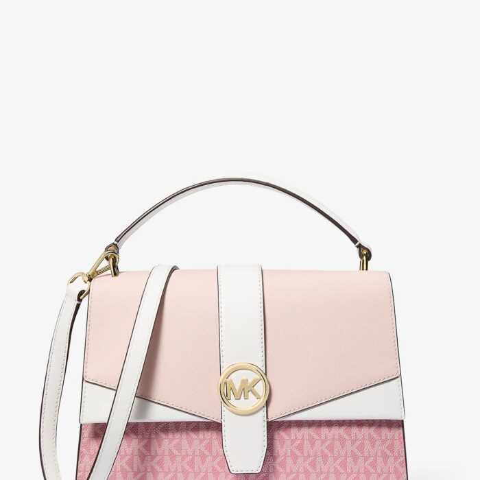 Michael Kors Greenwich Medium Satchel In Signature Powder Blush
