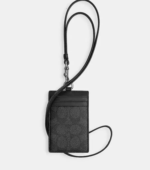 Coach ID Lanyard In Signature Canvas Black