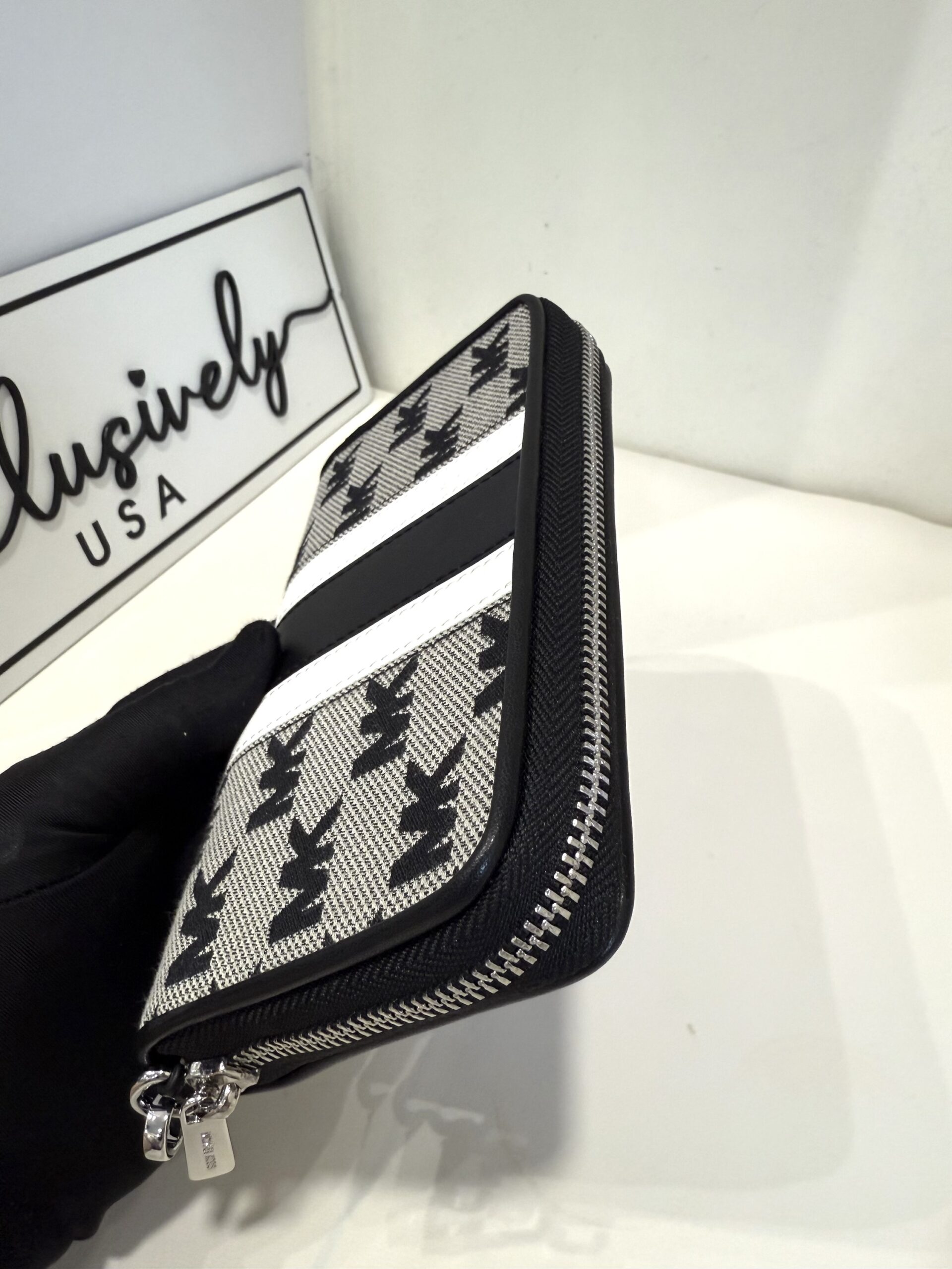 Michael Kors Jet Set Travel Large Striped Logo Jacquard Smartphone Wristlet in Black - Image 4