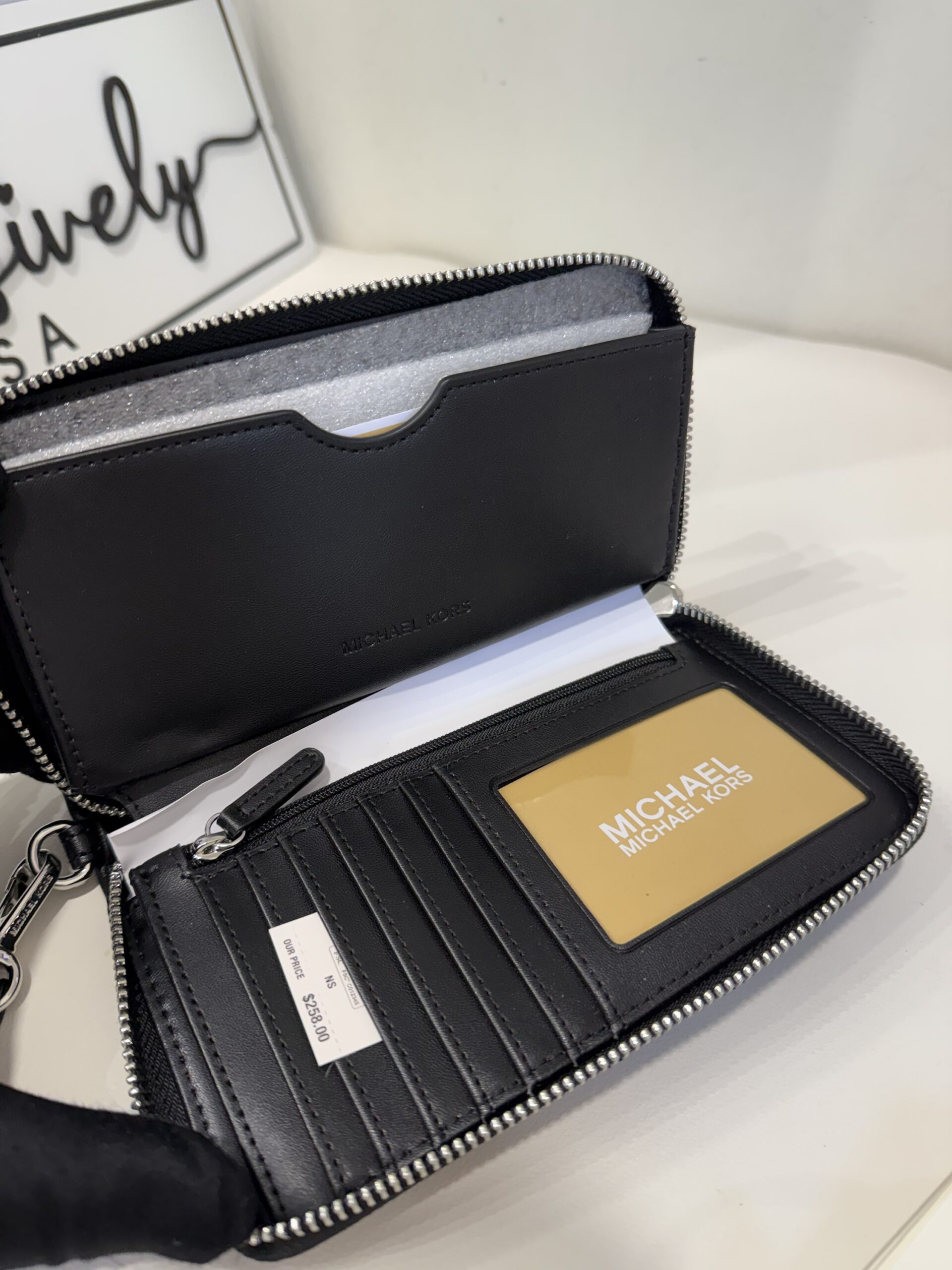 Michael Kors Jet Set Travel Large Striped Logo Jacquard Smartphone Wristlet in Black - Image 3