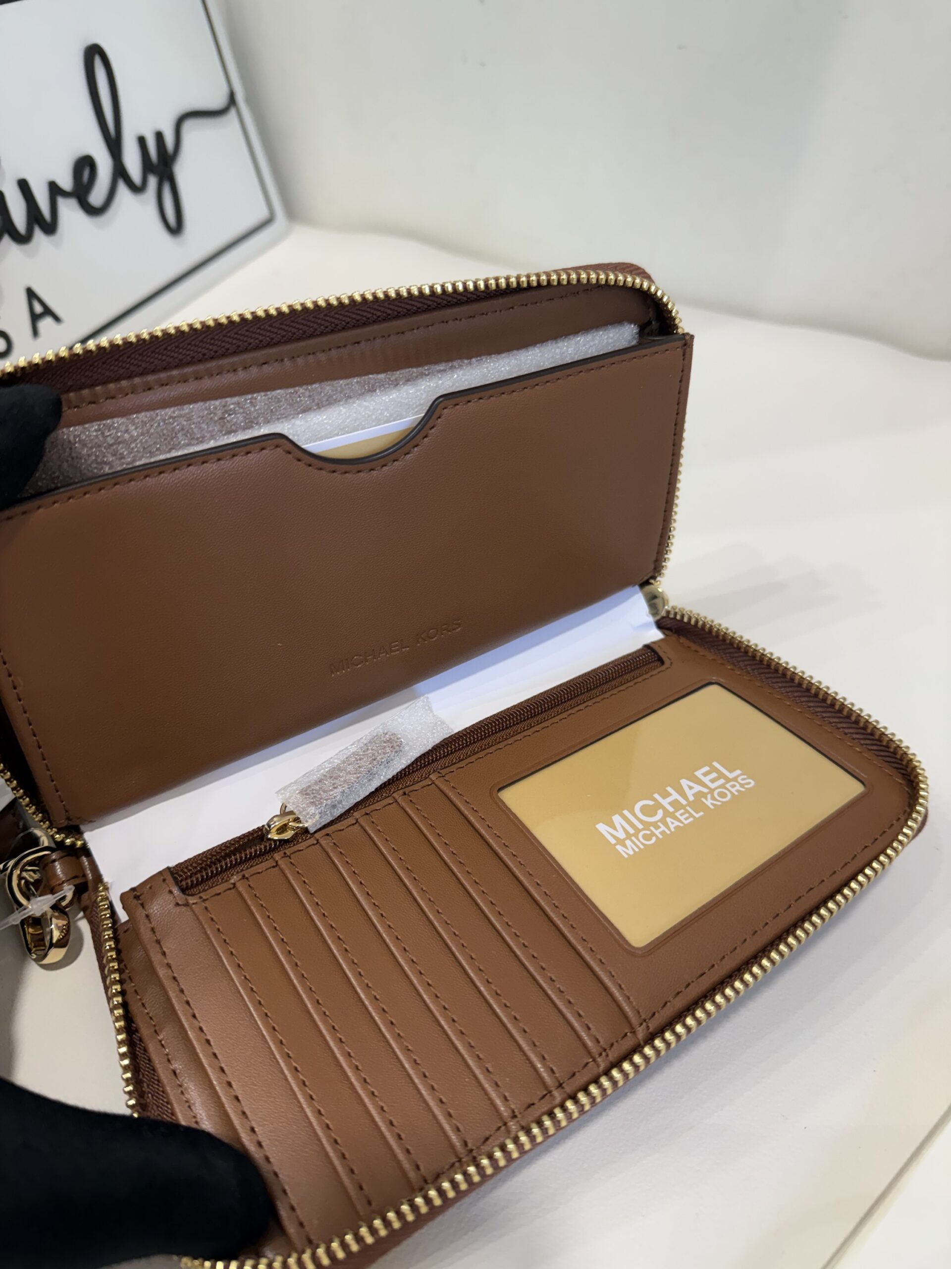 Michael Kors Jet Set Travel Large Striped Logo Jacquard Smartphone Wristlet in Luggage - Image 3