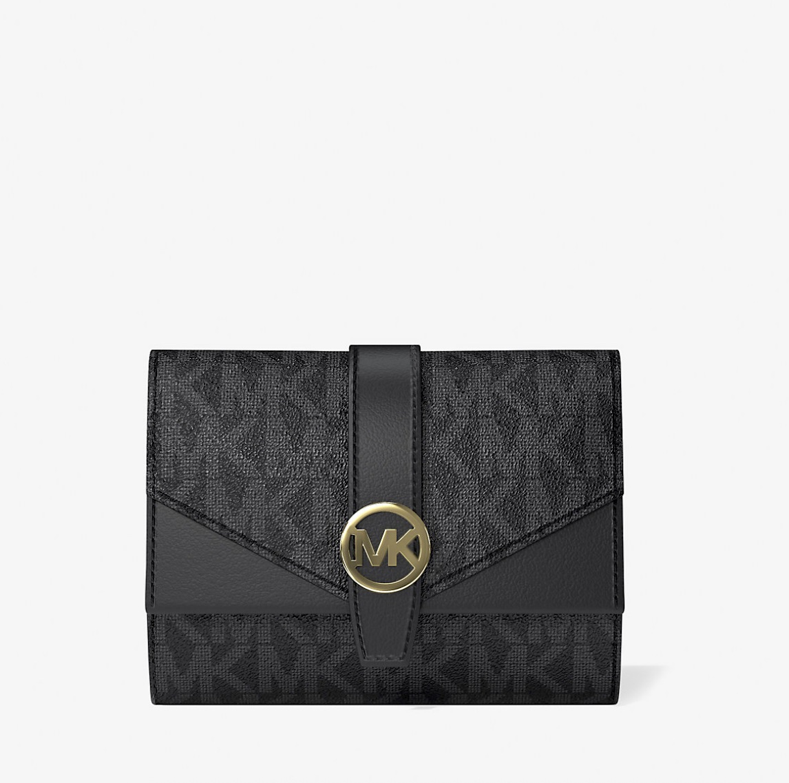 Michael Kors Greenwich Medium Trifold Wallet in Signature Black