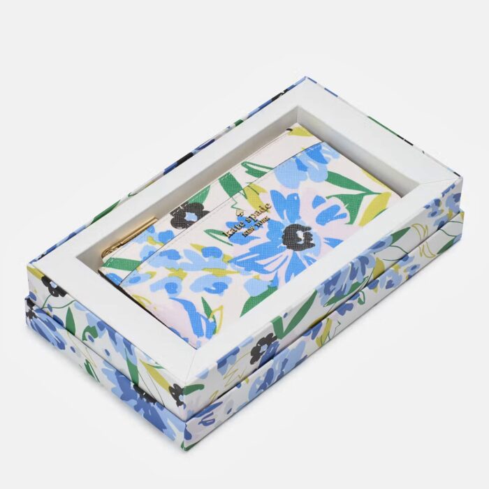 Kate Spade Boxed Madison Floral Large Slim Card Holder in Cream Multi