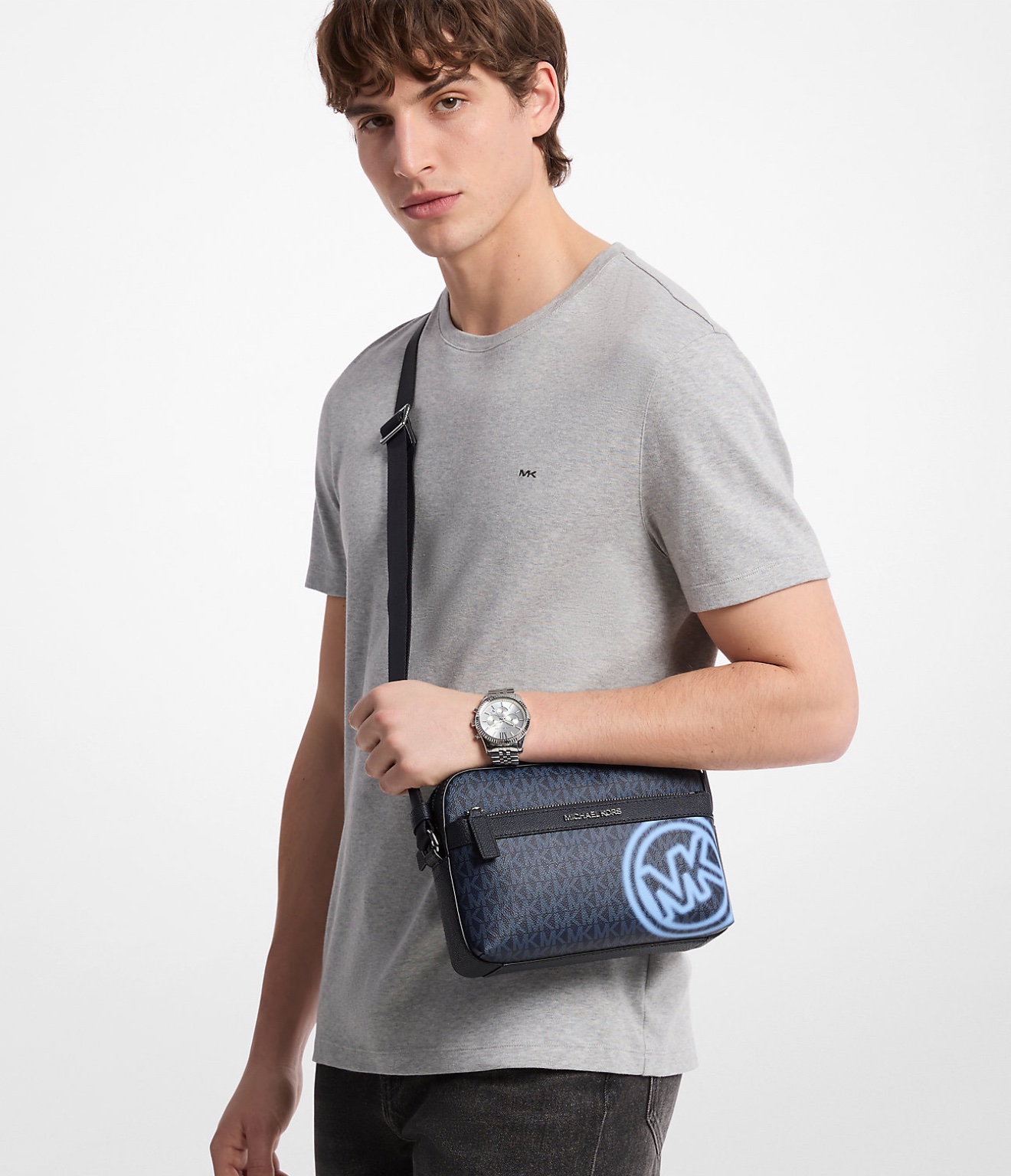 Michael Kors Cooper Embellished Signature Logo Utility Crossbody Bag in Light Sky - Image 3