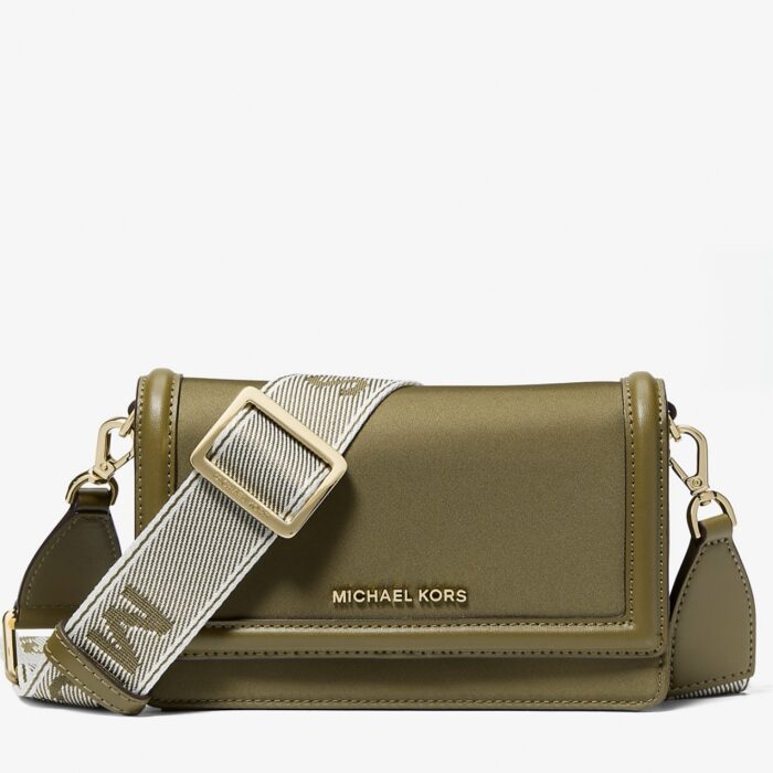 Michael Kors Jet Set Small Nylon Gabardine Smartphone Crossbody Bag in Safari Green