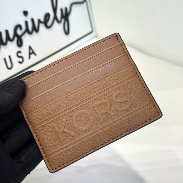Michael Kors Hudson Embossed Pebbled Leather Tall Card Case in Luggage