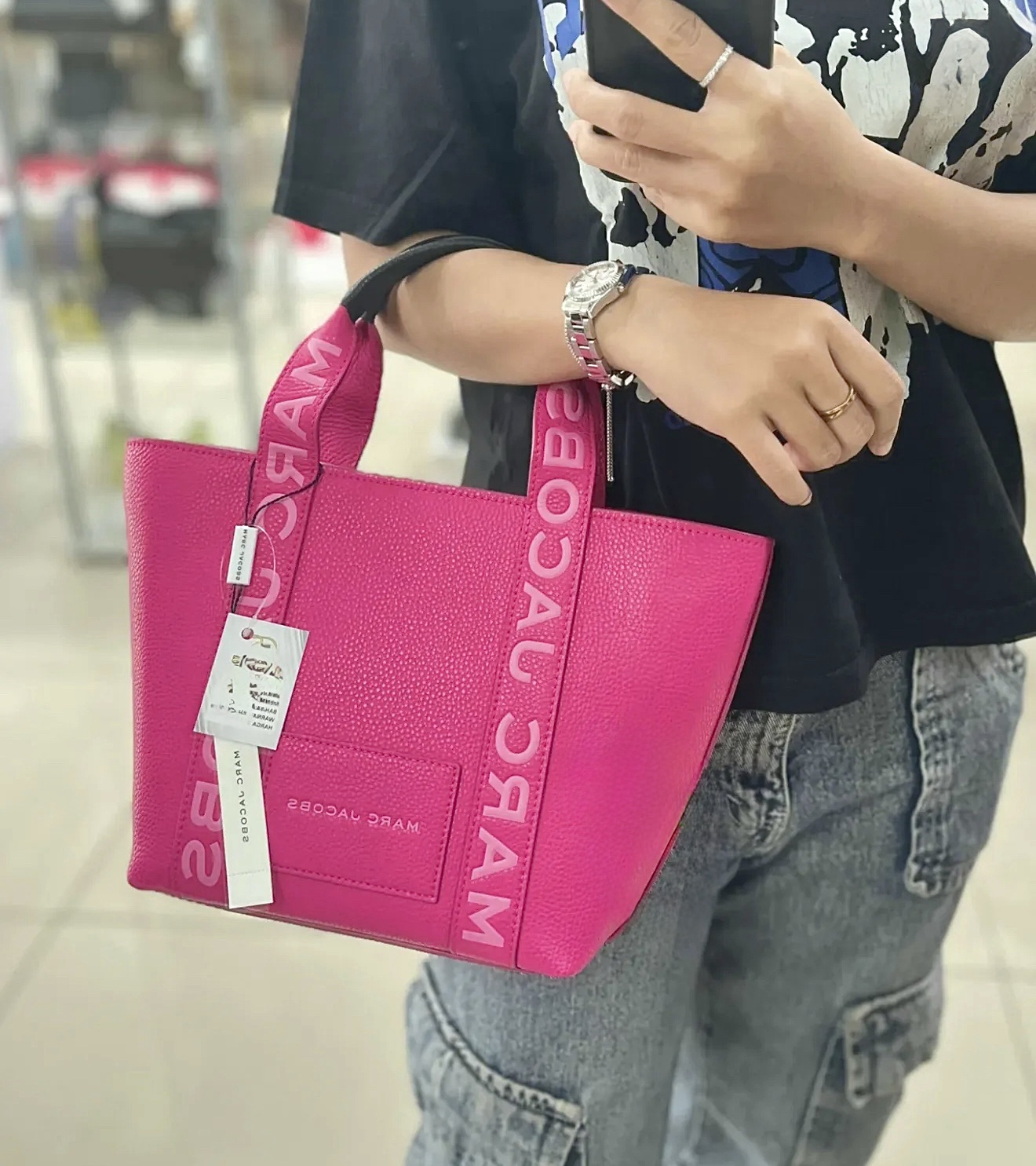 Marc Jacobs Small Leather Tote in Hot Pink - Image 5