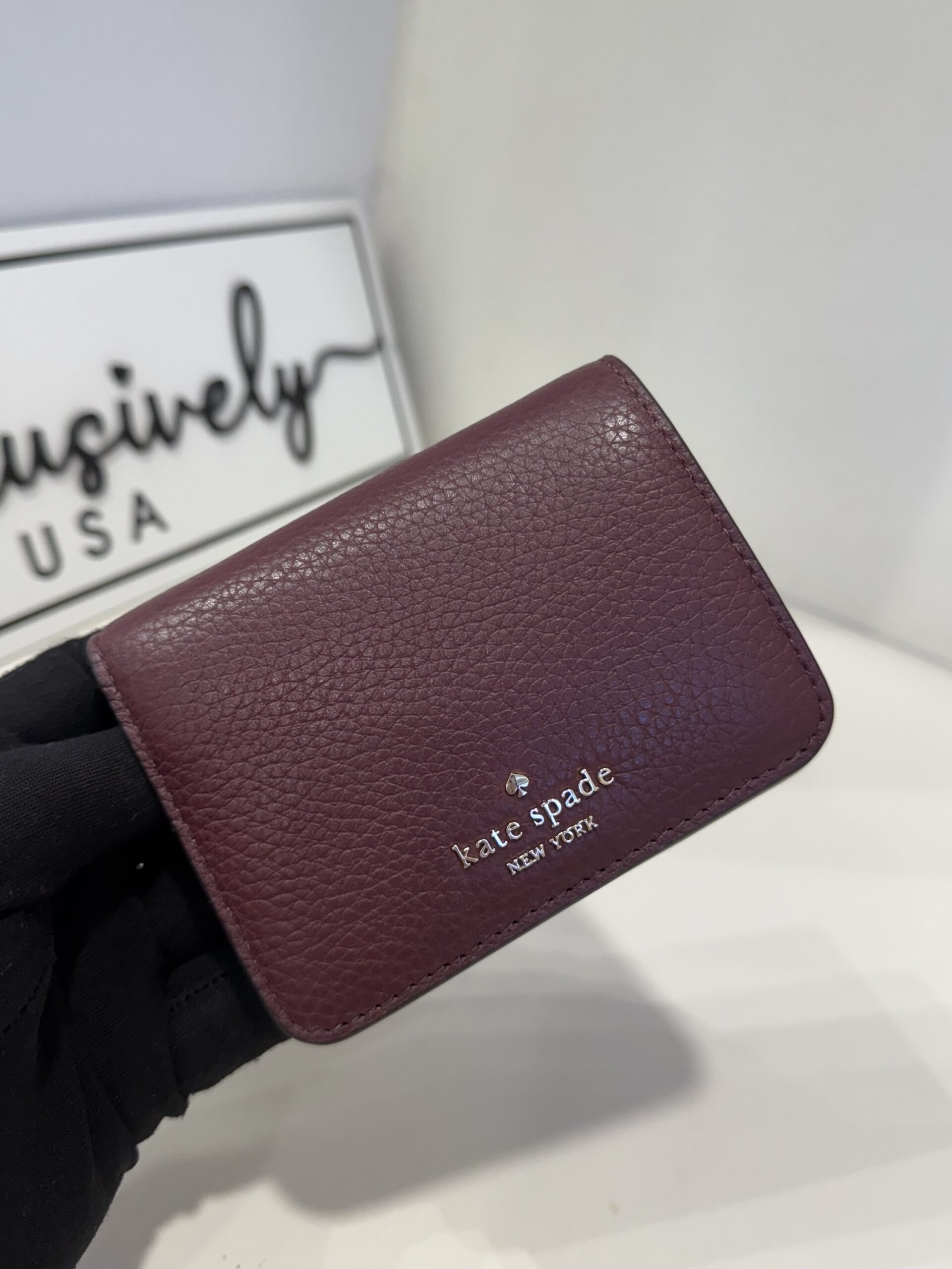 Kate Spade Lena Small Slim Bifold Wallet in Cherrywood