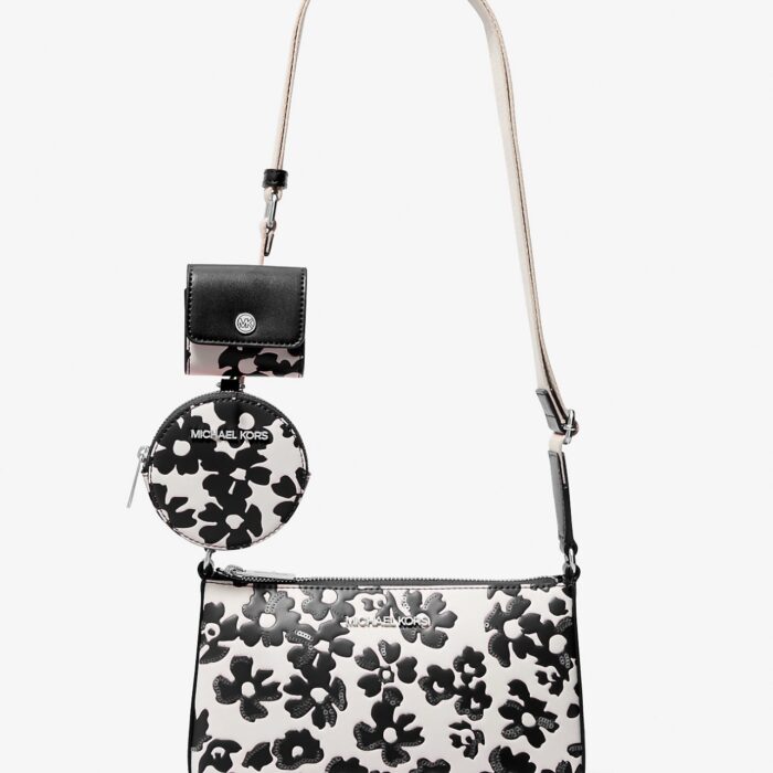 Michael Kors Jet Set Small Sequined Floral Print Crossbody Bag with Case