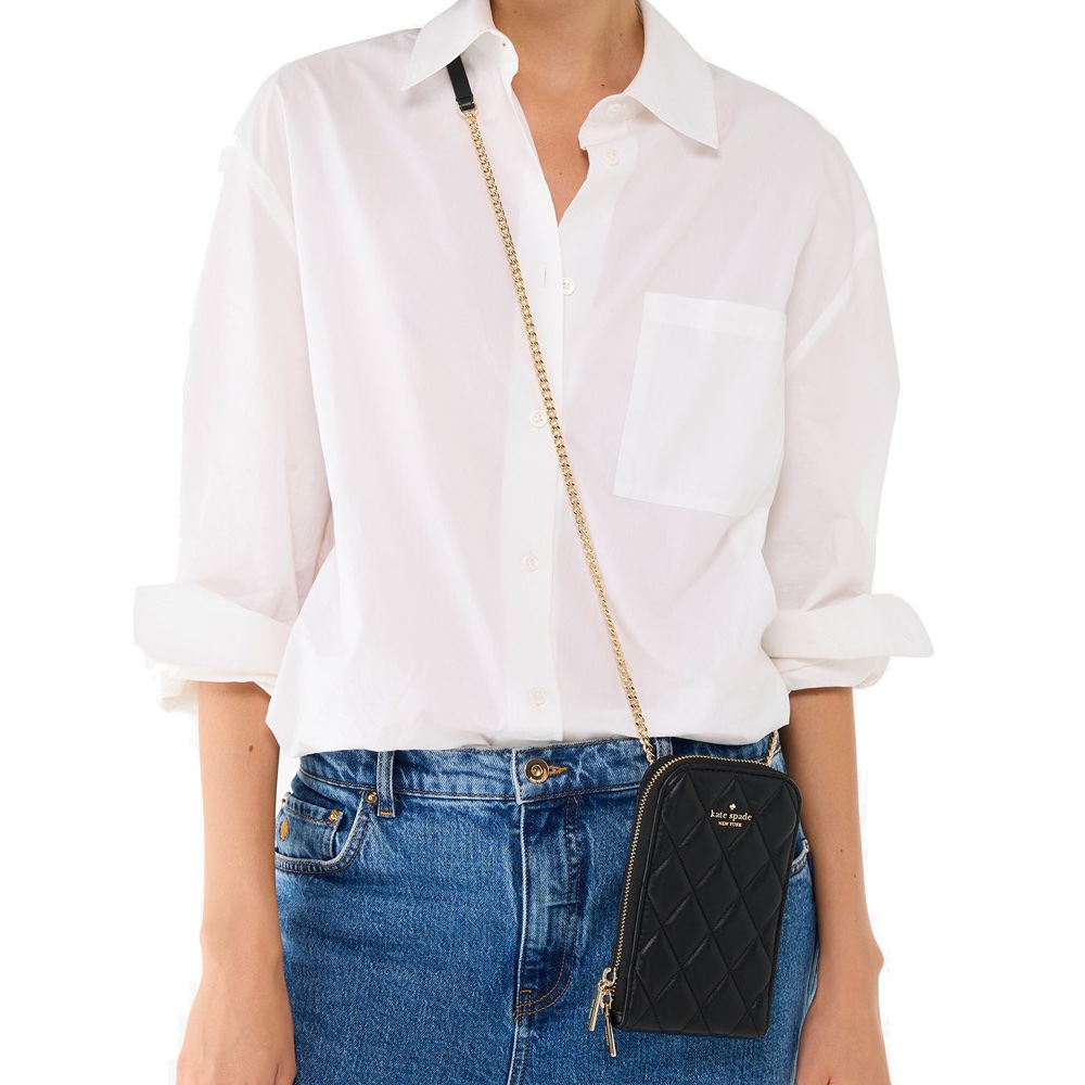 KateSpade Carey Quilted North South Phone Crossbody In Black - Image 4