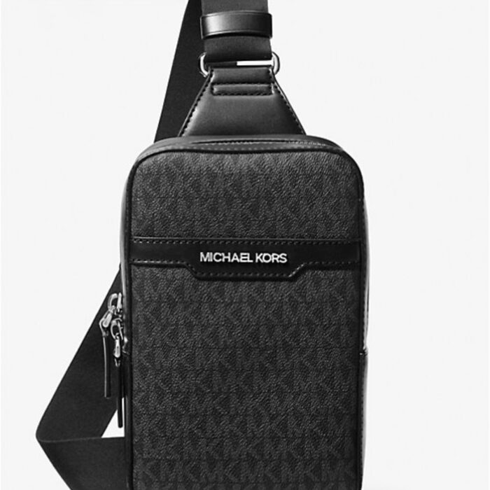 Michael Kors Cooper Medium Signature Logo Sling Pack In Black