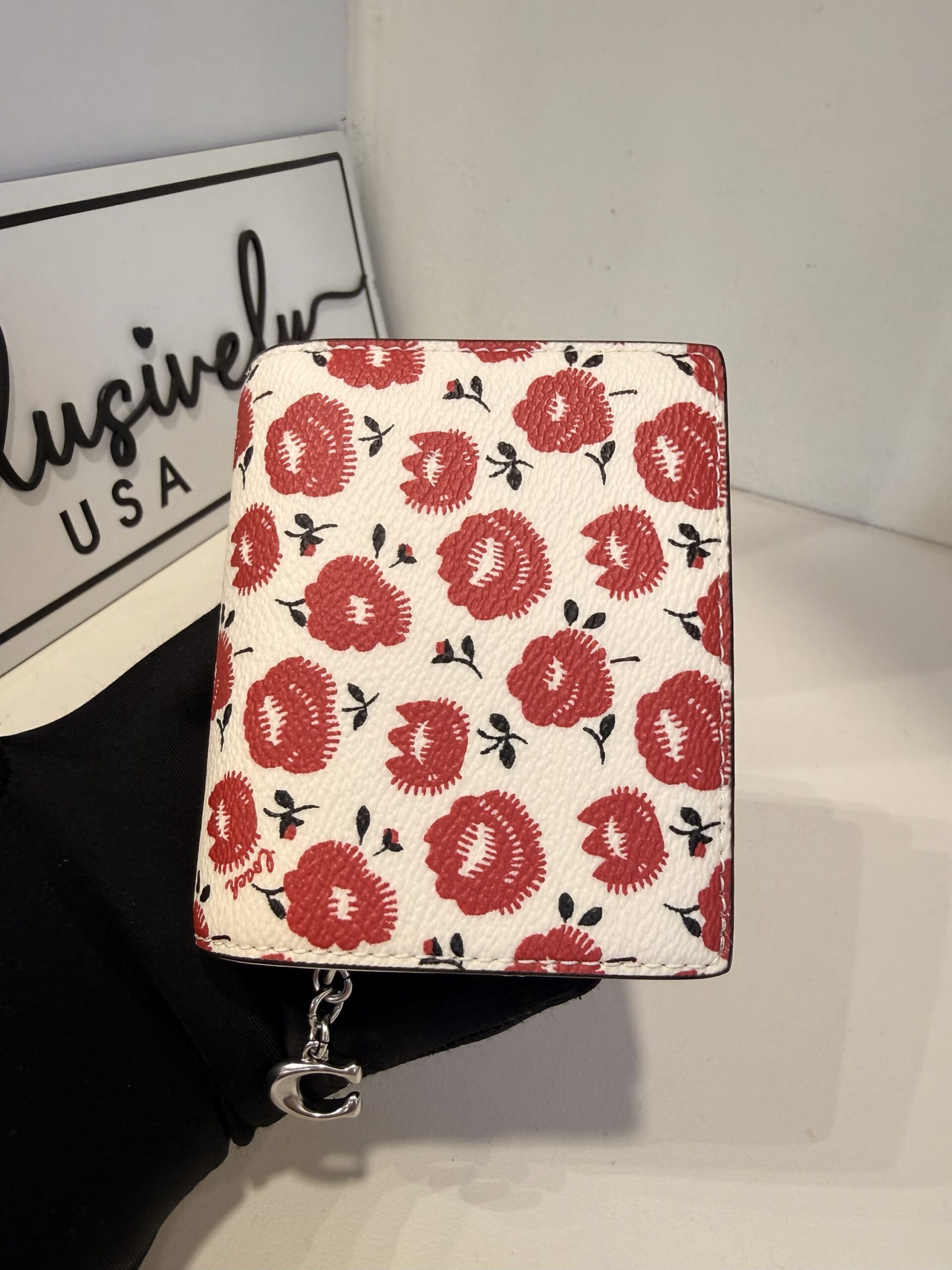 Coach Snap Wallet With Floral Print In Chalk Black Multi - Image 5