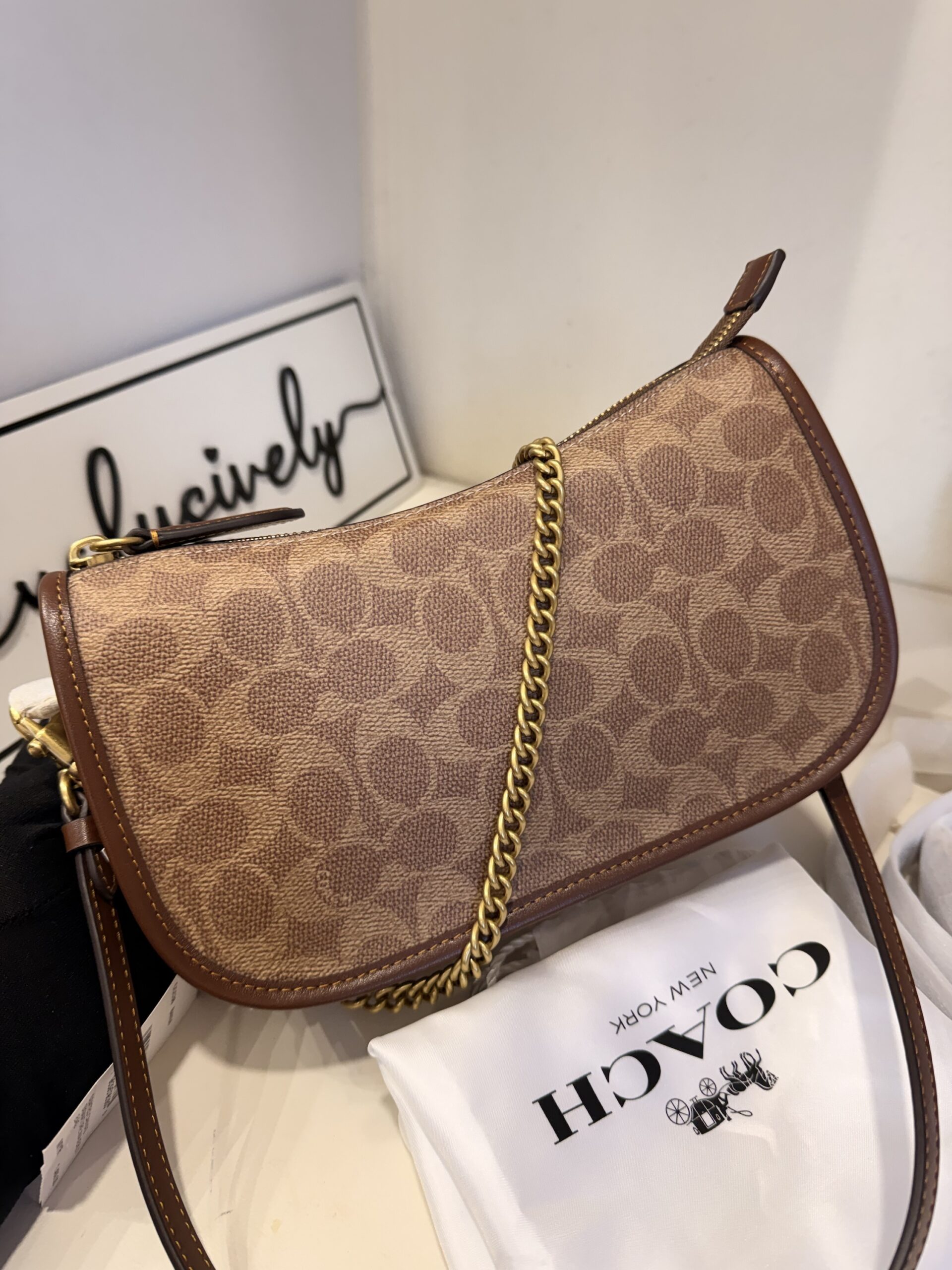 Coach Waverly Bag In Signature Canvas Tan Brown (Retail Collection) - Image 2